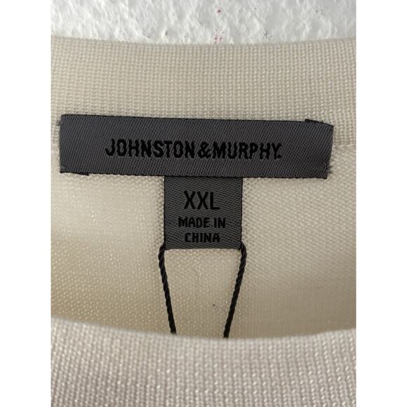 Johnston and Murphy Silk Sweater XXL Crewneck Short Sleeve Ivory Preppy Chic - Picture 3 of 8